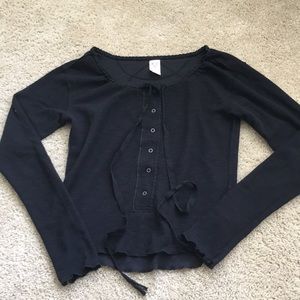 Black Button Up Free People Top